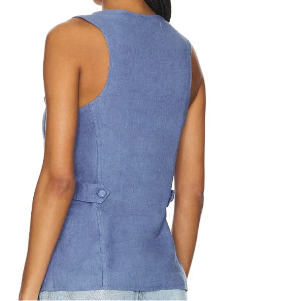 Free People Chic Blue Button-Front Top - Picture 3 of 12